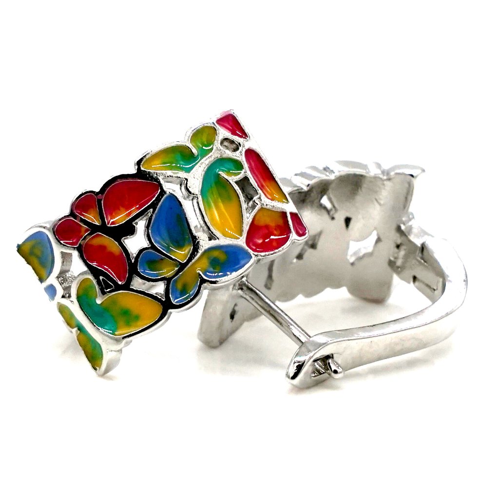 Sterling Silver Earrings With Multicolor Acrylic Accents 26$